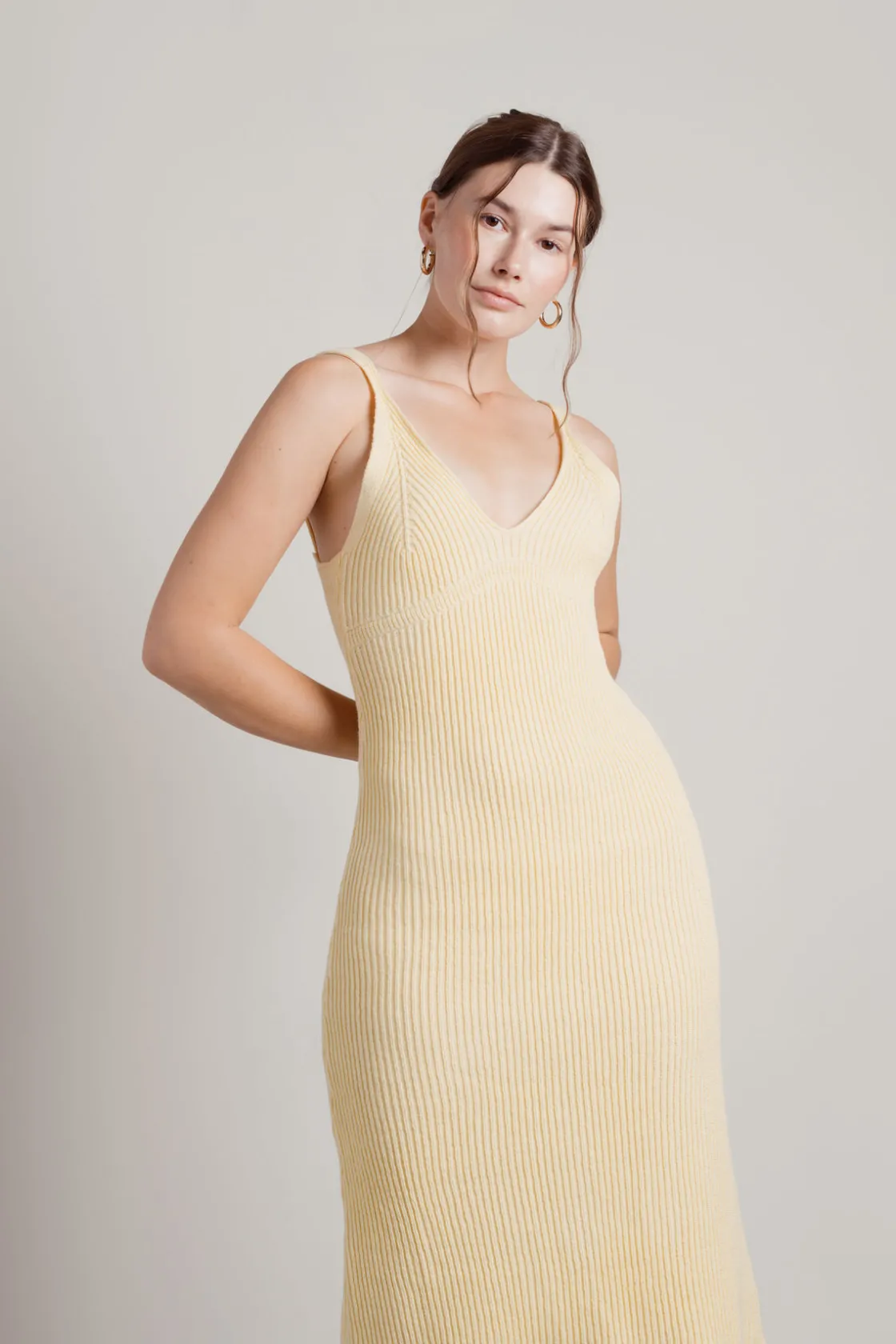 Tobi Lemar Ribbed Knit Sweater Midi Dress -