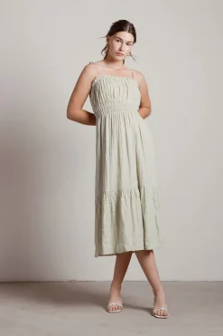 Tobi Let Me Down Slowly Crinkle Smocked Midi Dress -