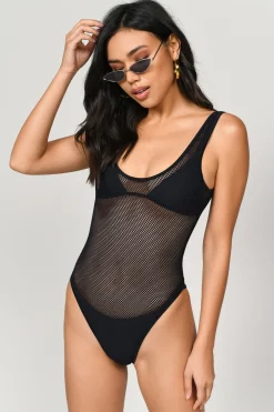 Tobi Let's Connect Scoop Neck One Piece Swimsuit - Dark Olive