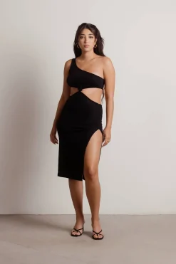 Tobi Lexi Cutout High Slit Midi Dress - Brown