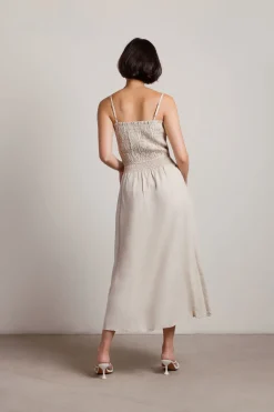 Tobi Lien Linen Smocked Midi Dress -