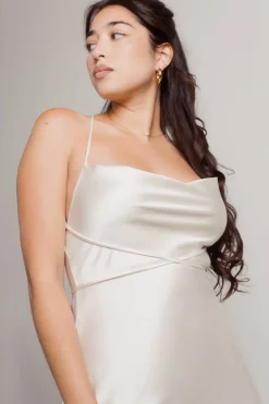 Tobi Light Up The Night Satin Cross Back Mini Dress - Off White