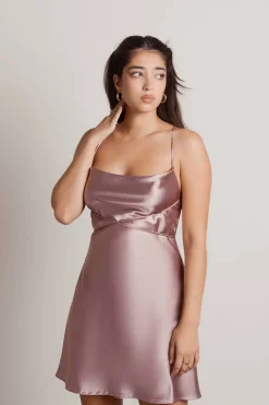 Tobi Light Up The Night Satin Cross Back Mini Dress - Off White
