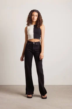 Tobi Like I Want You Crop Top - Ecru Black