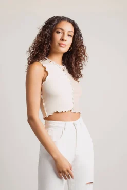 Tobi Like I Want You Crop Top - Ecru Black
