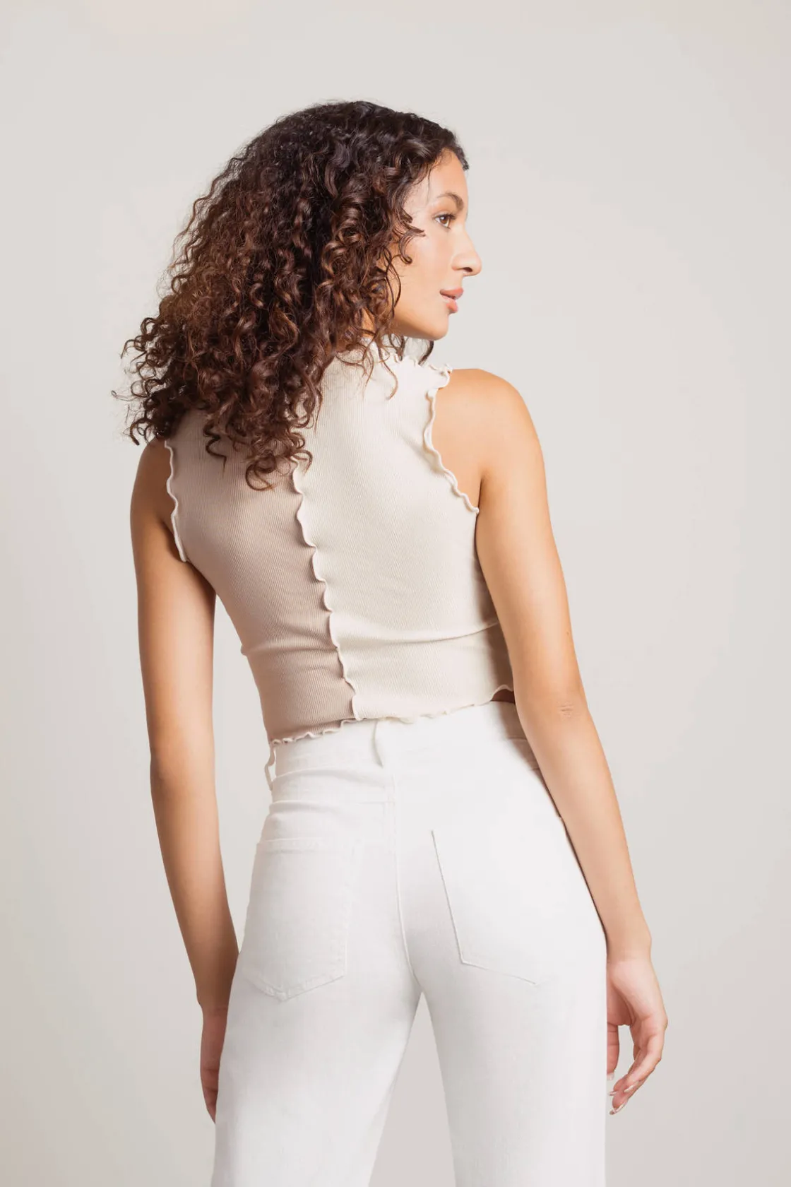 Tobi Like I Want You Crop Top - Ecru Black