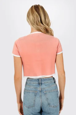 Tobi Lillian Sweater Crop Top And Cardigan Set - Pink