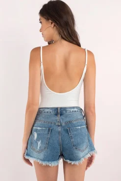 Tobi Lined Up Cutout Bodysuit - White