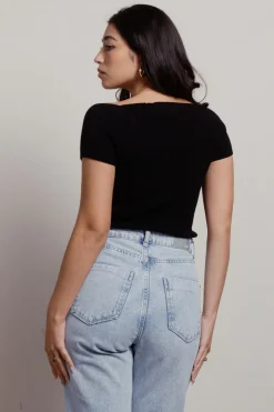Tobi Linh Ribbed Top - Black