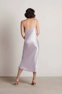 Tobi Listen To Me Satin Ruched Midi Dress - Blush