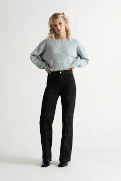 Tobi Little Secret Textured Sweater - Light Blue