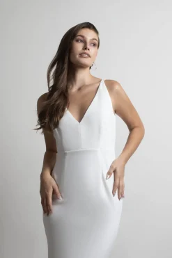 Tobi Lock It Down Deep V Mermaid Maxi Dress - Ivory