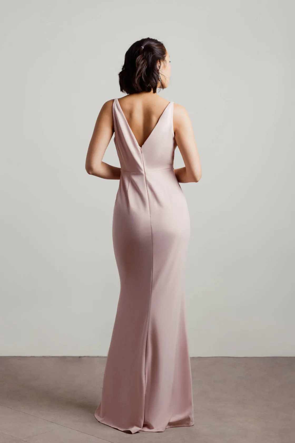 Tobi Lock It Down Deep V Mermaid Maxi Dress - Ivory