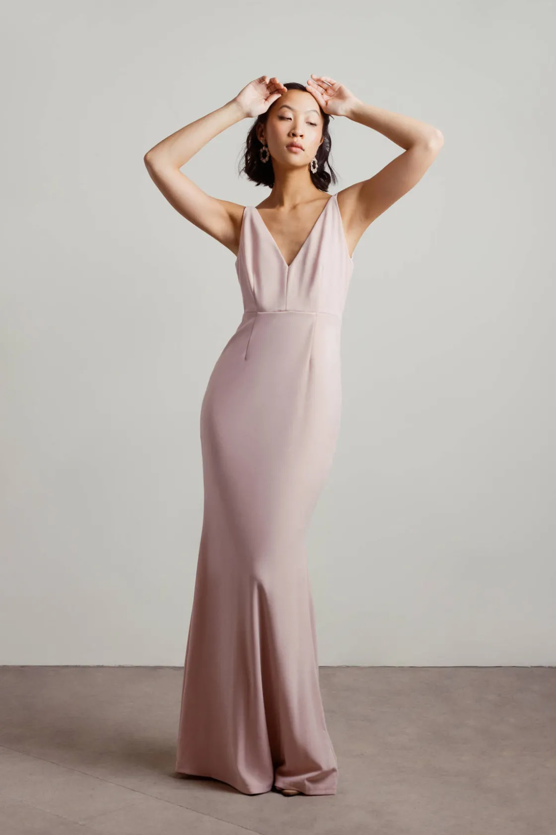 Tobi Lock It Down Deep V Mermaid Maxi Dress - Ivory