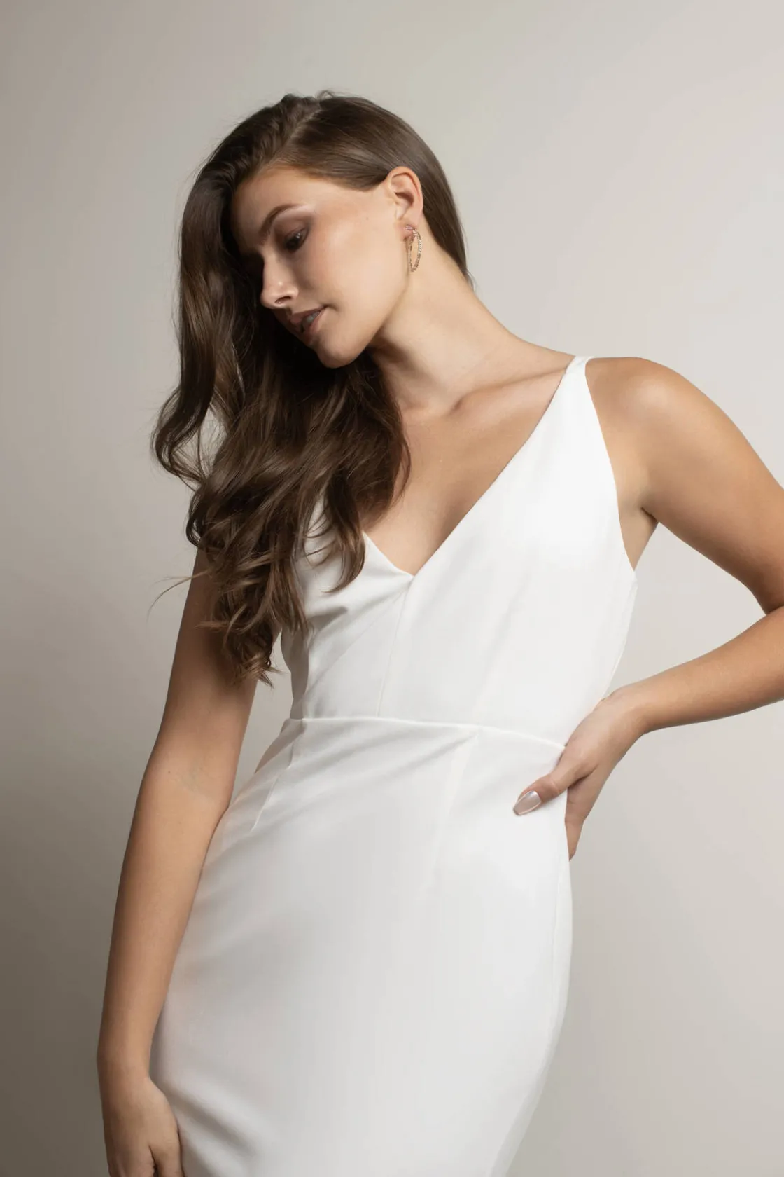 Tobi Lock It Down Deep V Mermaid Maxi Dress - Ivory