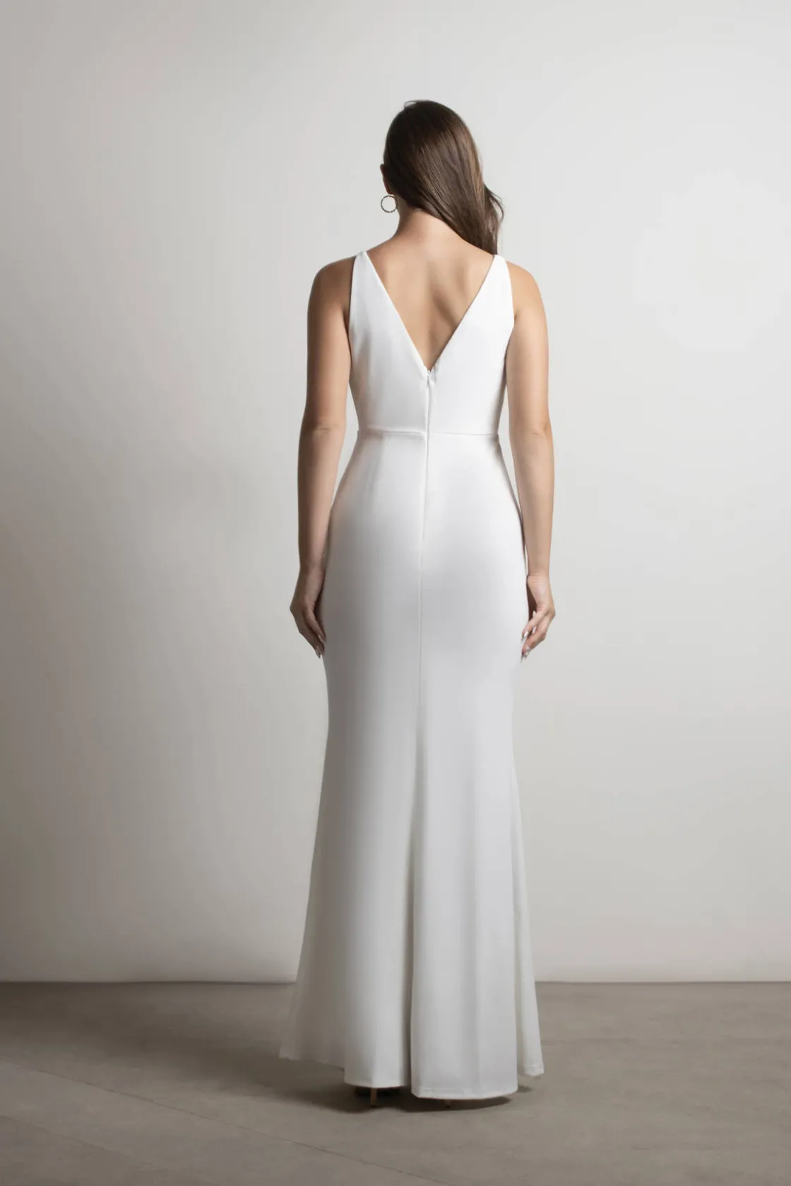 Tobi Lock It Down Deep V Mermaid Maxi Dress - Ivory