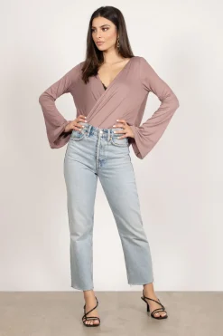 Tobi Look At The Light Surplice Top - Taupe