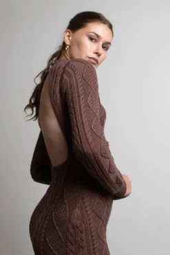 Tobi Look Back Backless Sweater Mini Dress - Stone