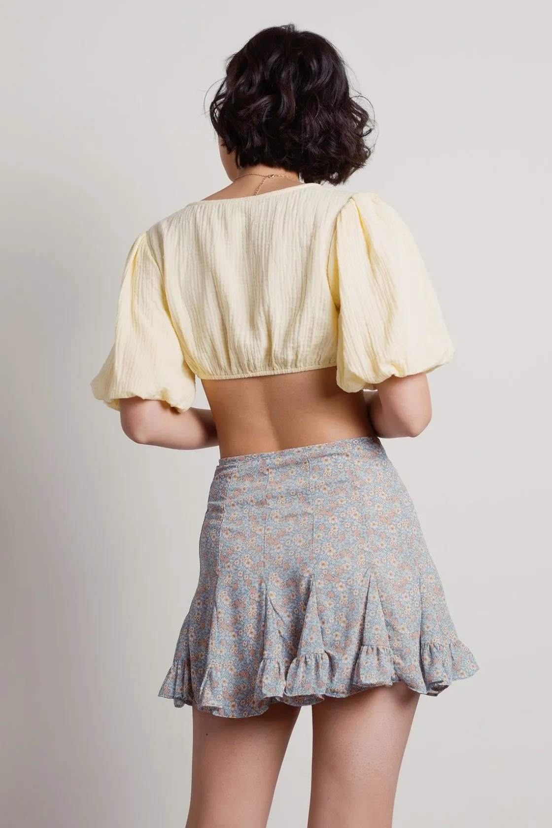 Tobi Look This Way Floral Mini Skirt - Natural