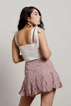 Tobi Look This Way Floral Mini Skirt - Natural