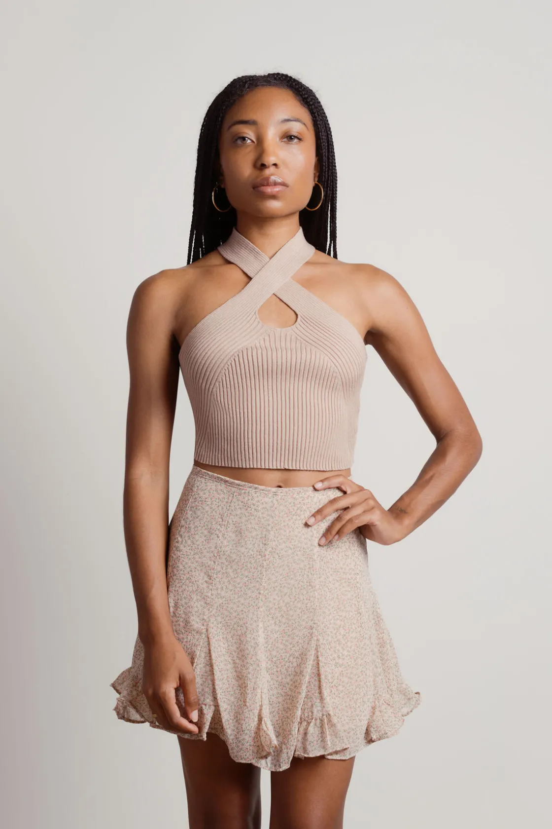 Tobi Look This Way Floral Mini Skirt - Natural