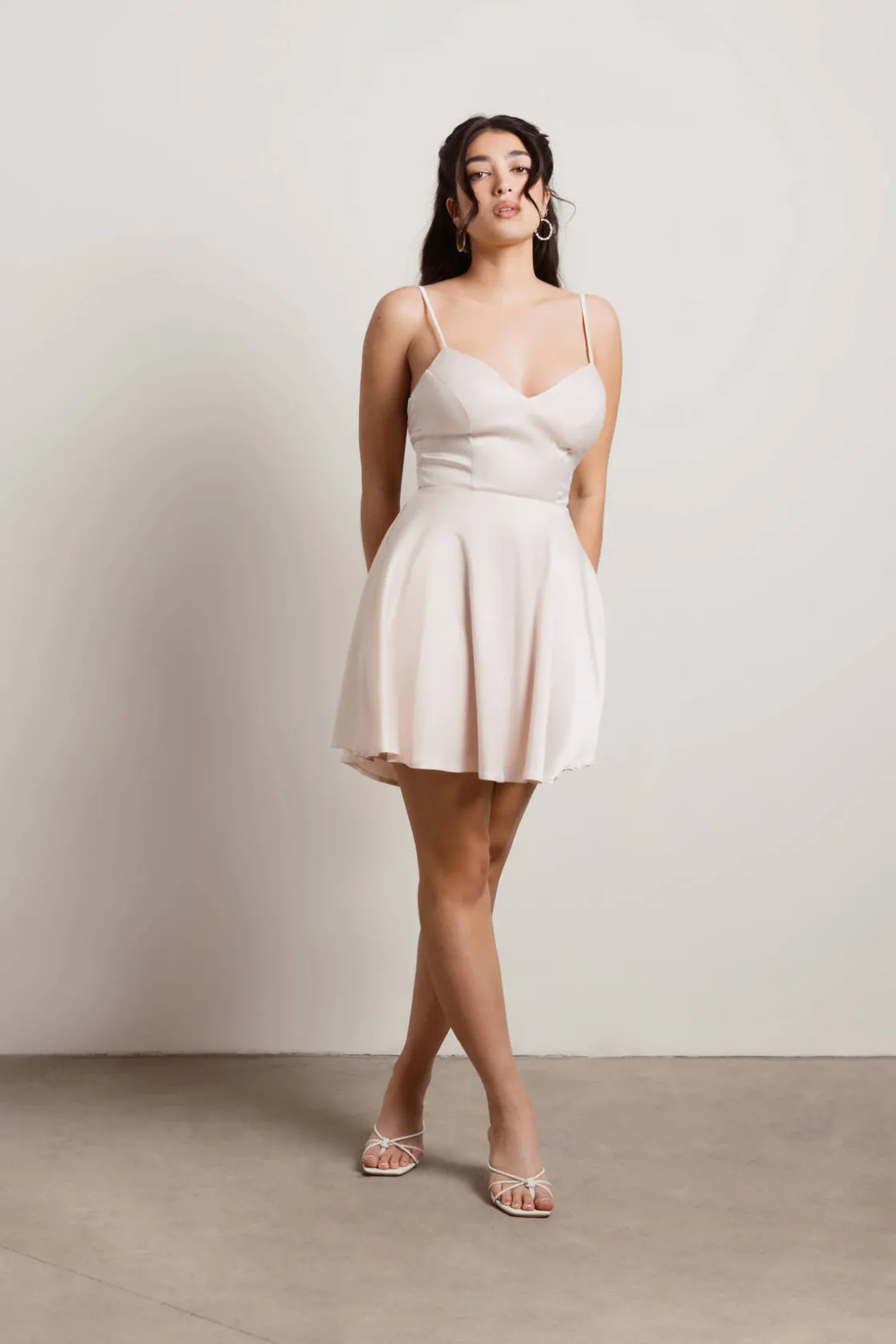 Tobi Loraine Open Back Skater Mini Dress - Cream