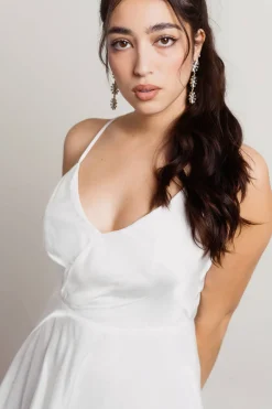 Tobi Lorena Cross Back Skater Mini Dress - White