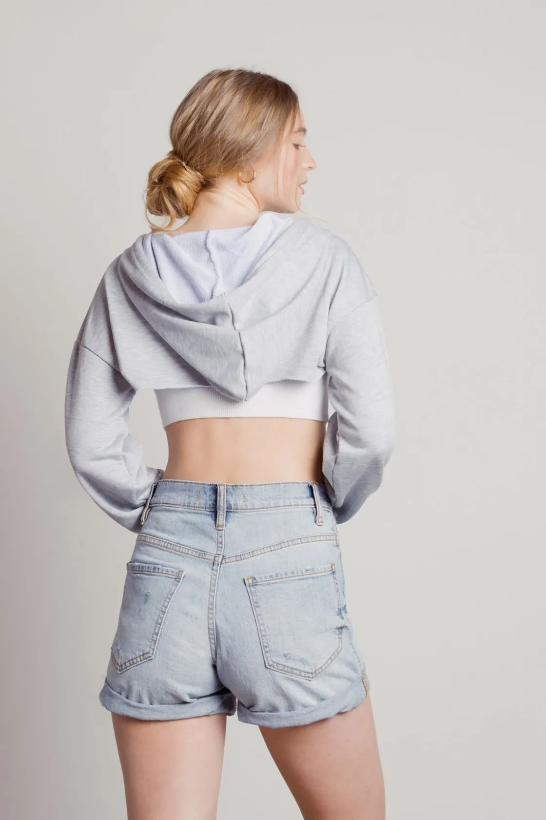Tobi Lost And Found Cropped Hoodie - Heather Grey