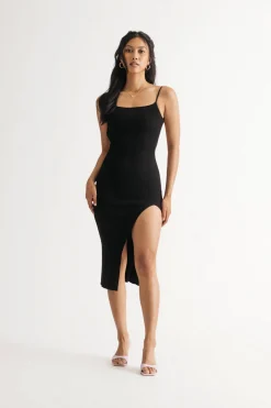 Tobi Lost Memories Ribbed Open Back Bodycon Midi Dress