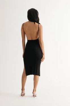 Tobi Lost Memories Ribbed Open Back Bodycon Midi Dress