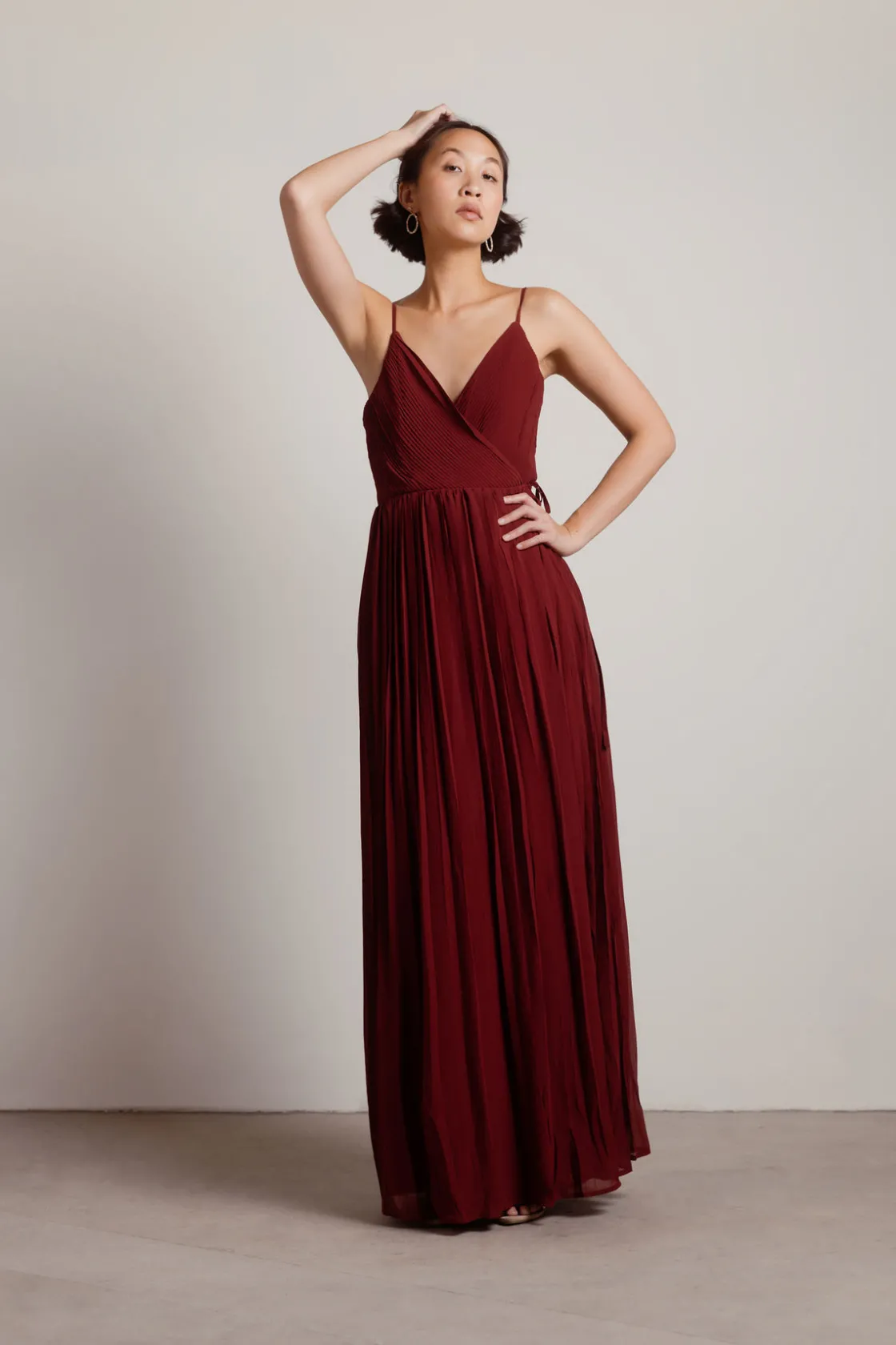 Tobi Love Galore Pleated Slit Maxi Dress - Light Blue