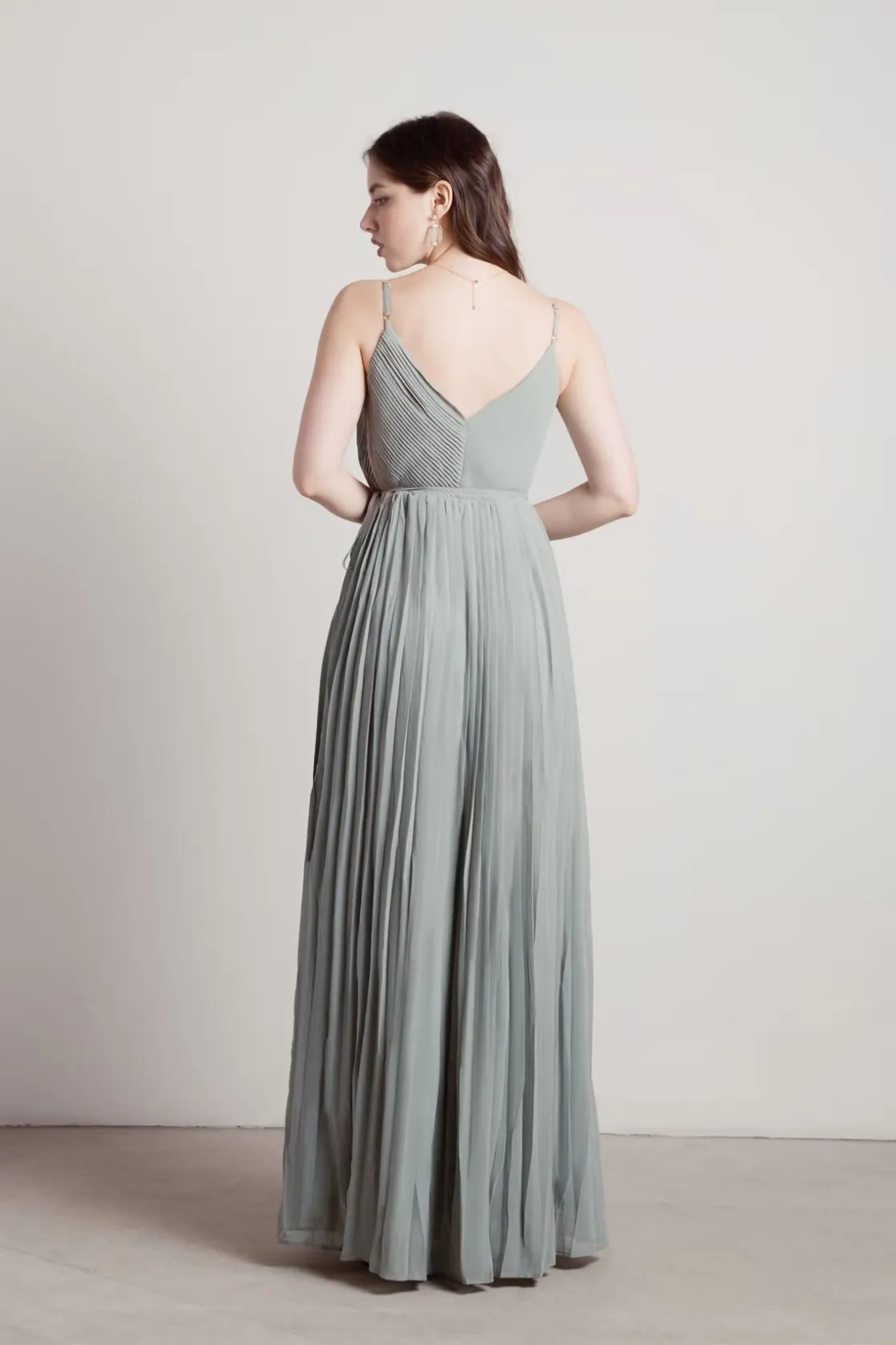 Tobi Love Galore Pleated Slit Maxi Dress - Light Blue