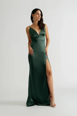 Tobi Lovestruck Satin Slit Twist Maxi Dress