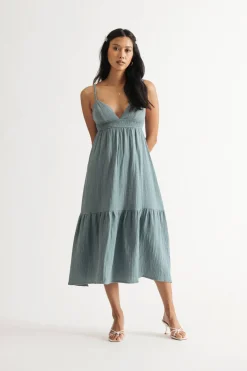 Tobi Loving Myself Blue Cotton Midi Dress