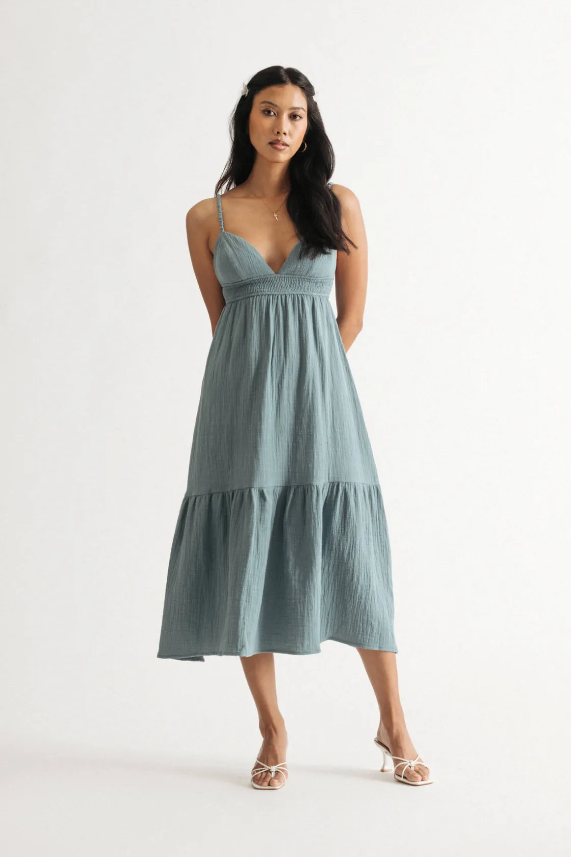 Tobi Loving Myself Blue Cotton Midi Dress