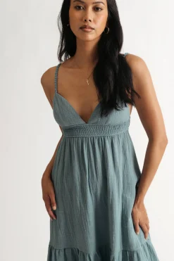 Tobi Loving Myself Blue Cotton Midi Dress