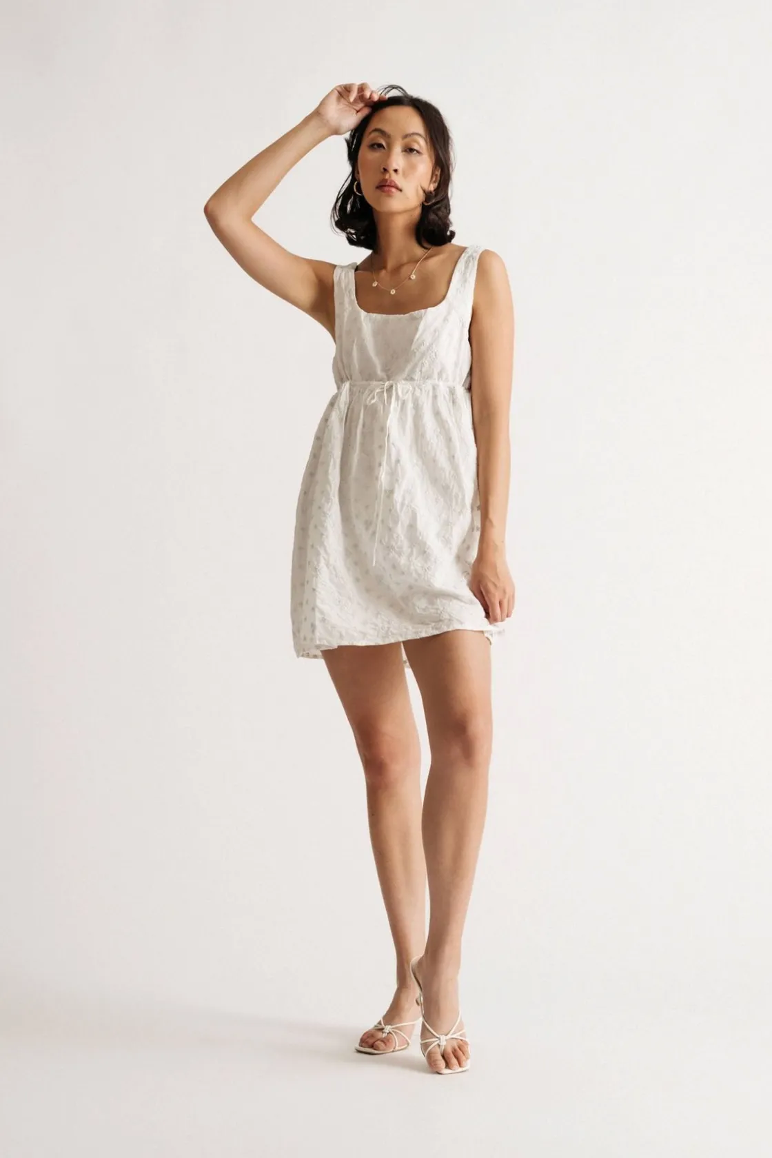 Tobi Luckie Embroidered Babydoll Mini Dress -