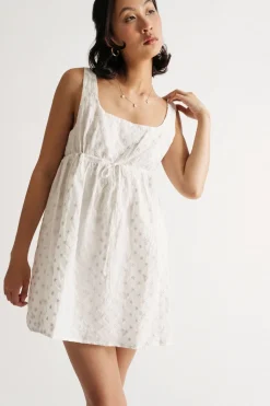 Tobi Luckie Embroidered Babydoll Mini Dress -