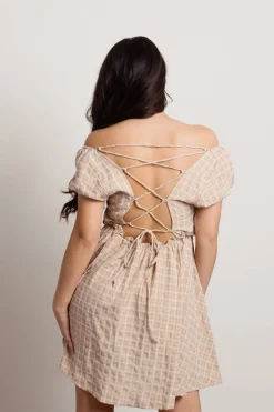 Tobi Lyndsey Lace Up Back Babydoll Mini Dress -
