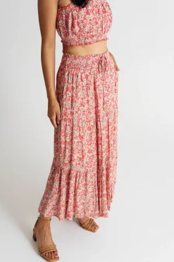 Tobi Lynx Floral Crop Top And Midi Skirt Set -