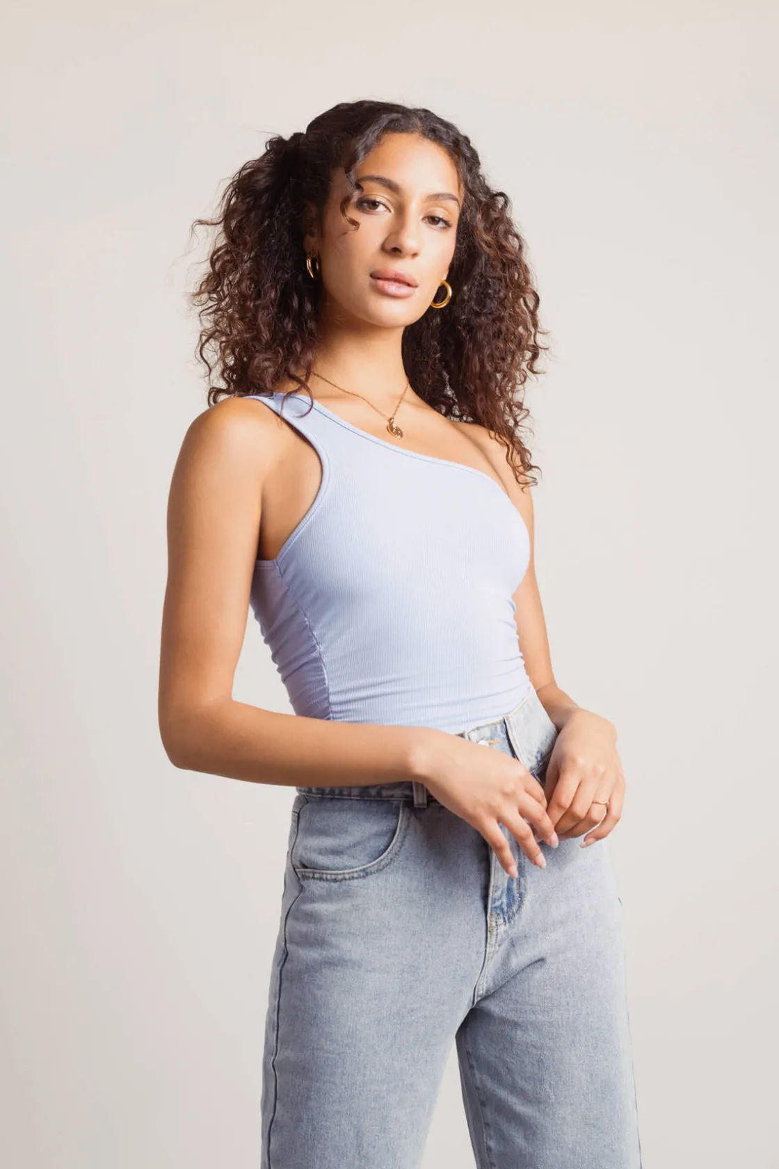 Tobi Macaron One Shoulder Bodysuit - Periwinkle