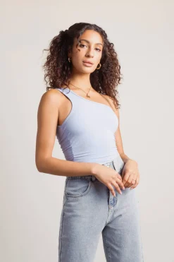 Tobi Macaron One Shoulder Bodysuit - Periwinkle