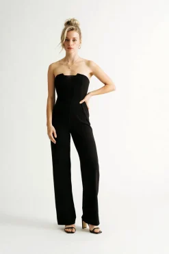 Tobi Mackenzie Strapless Mesh Jumpsuit