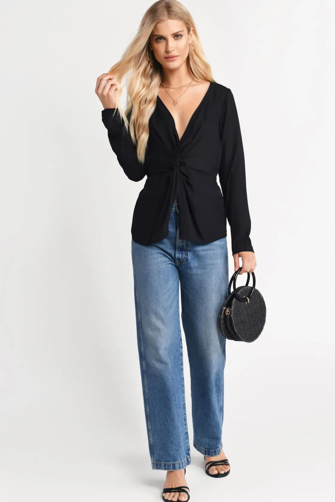 Tobi Madeline Front Knot Blouse - Wine