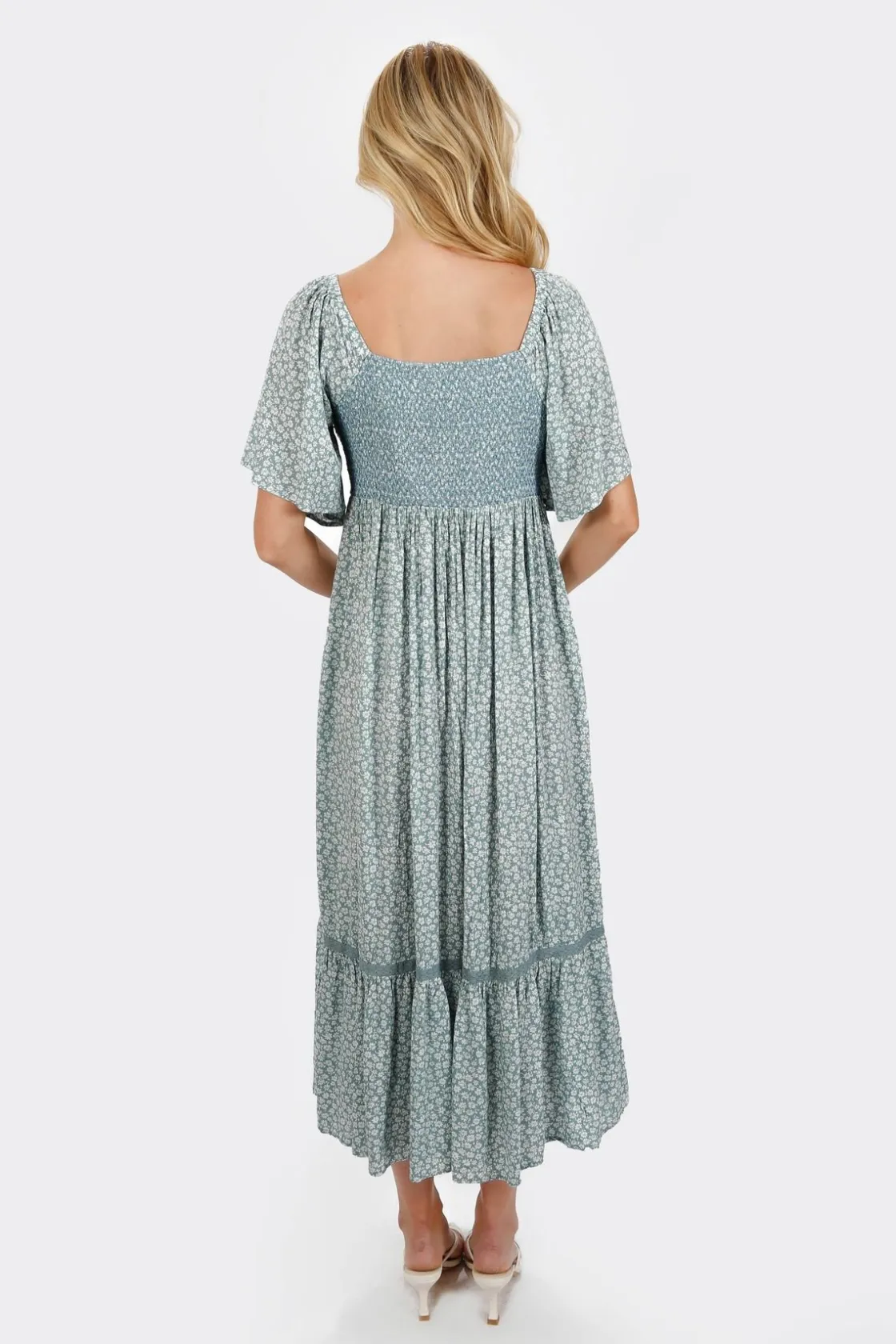 Tobi Maeve Smocked Buttoned Midi Dress - Midnight