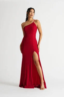 Tobi Maggie One Shoulder High Slit Maxi Dress -