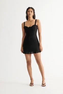 Tobi Maila Ruffle Shoulder Tie Mini Dress
