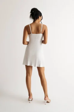 Tobi Maira Ribbed Bow Tie Cutout Mini Dress