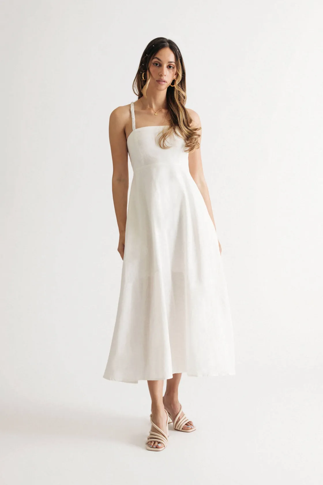 Tobi Maiya Lace Up Back Midi Dress With Pockets