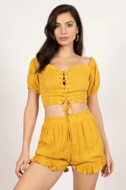 Tobi Make Me Up Embroidered Crop Top And Short Set -